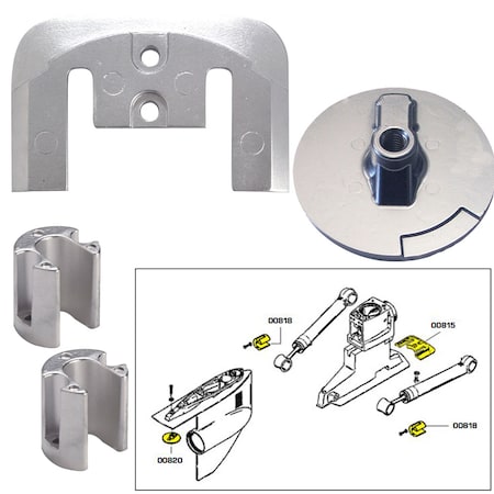 Tecnoseal Anode Kit w/Hardware - Mercury Bravo 2-3 - Zinc 20804